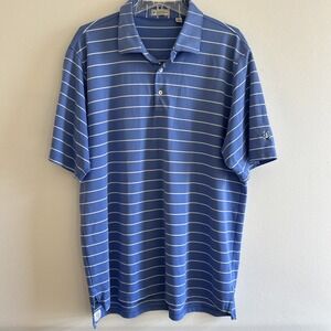 Peter Millar Golf Polo Shirt 2XL Light  Blue Stripe Summer Comfort Men